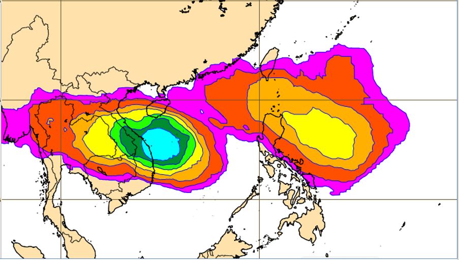 ▲▼最新(8日20時)歐洲(ECMWF)系集模式模擬圖顯示，下週三(13日)20時菲律賓東方及南海海面「熱帶擾動」的模擬機率，分別已達40%及70%。。（圖／翻攝三立準氣象· 老大洩天機）