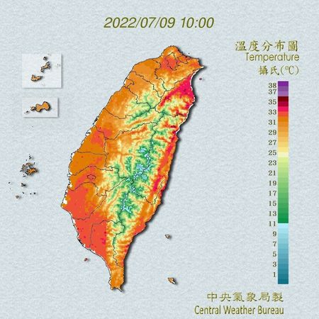 ▲▼今11縣市都有出現36度以上高溫機會。（圖／氣象局提供）