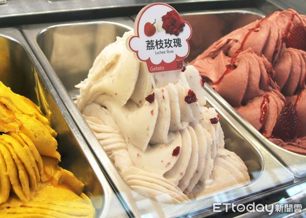 ▲18度C荔枝玫瑰口味義式手作冰淇淋。（圖／業者提供）