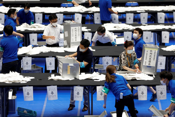 ▲▼日本第26屆參議院選舉今天舉行投開票。（圖／路透）