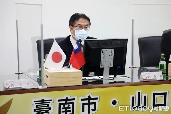 ▲台南市長黃偉哲與前日相安倍晉三故鄉山口縣村岡嗣政知事視訊會談，相約今秋締盟，共同延續台日友好交流理念。（圖／記者林悅翻攝，下同）