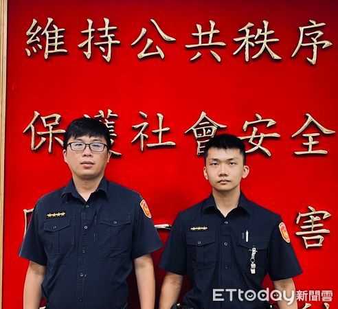 ▲內湖警分局副所長陳明昶及警員任漢明獲報到場順利協助當事人救出受困男童。（圖／記者張君豪翻攝）