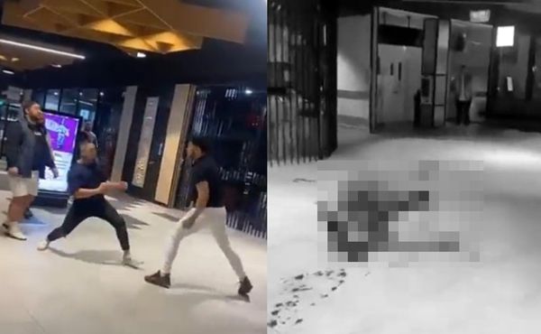 車站美食街發生血腥械鬥　24歲男當街被割喉「血噴滿地」身亡。（圖／翻攝自Twitter）