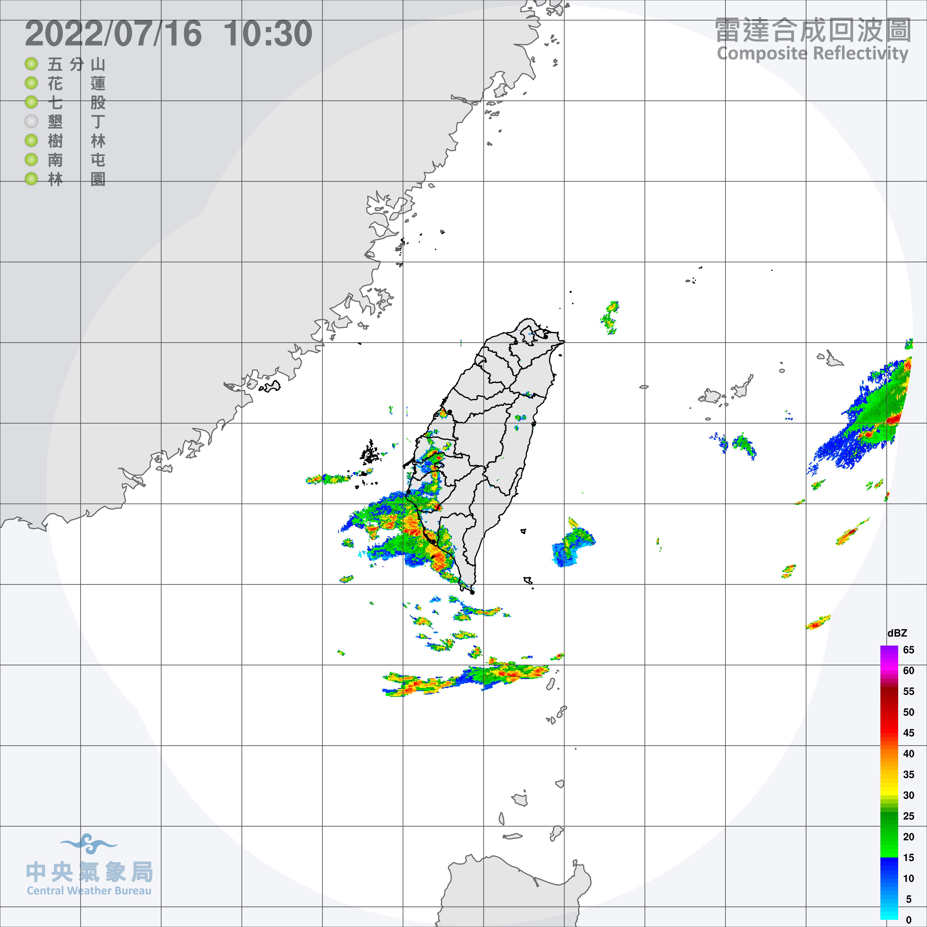 ▲▼迎風面中南部有降雨機率。（圖／氣象局提供）