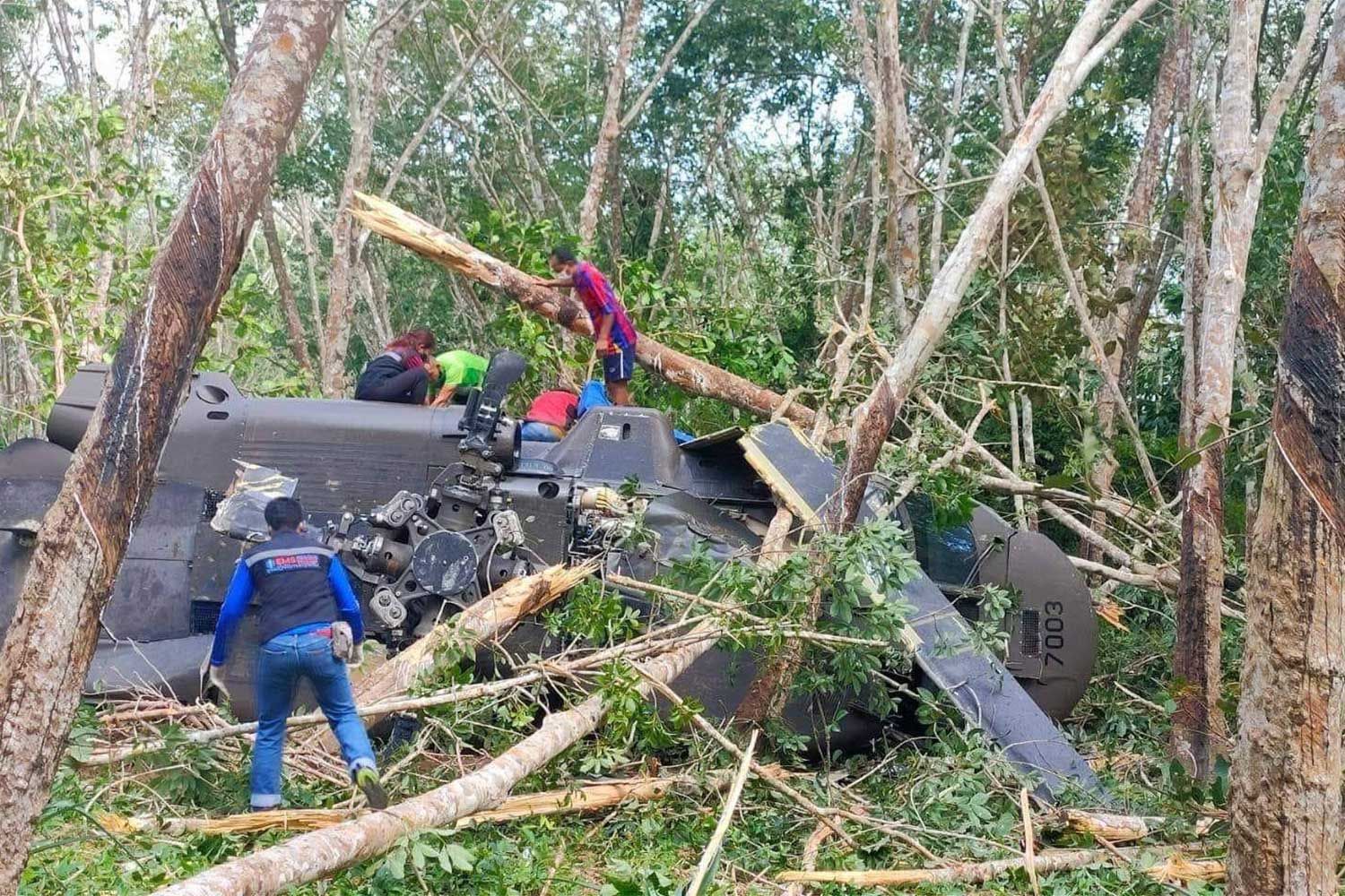 ▲▼泰國陸軍一架黑鷹直升機15日因故障迫降，撞樹墜毀。（圖／翻攝自推特／@FSXAviation3）