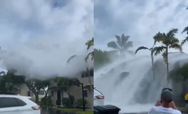 ▲▼夏威夷南部海岸16日多處遭巨浪襲擊。（圖／翻攝自Twitter）