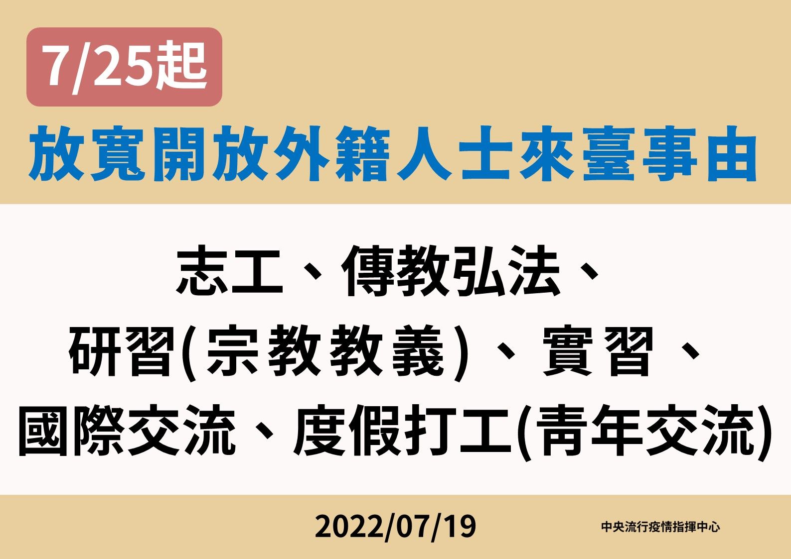 ▲▼7/19放寬外籍人士來台條件。（圖／指揮中心提供）