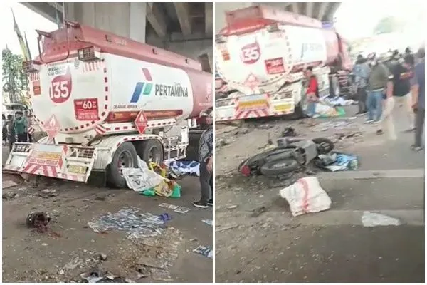 ▲▼ 印尼雅加達發生油罐車衝撞機車的事故。（圖／翻攝推特@DImmortha）