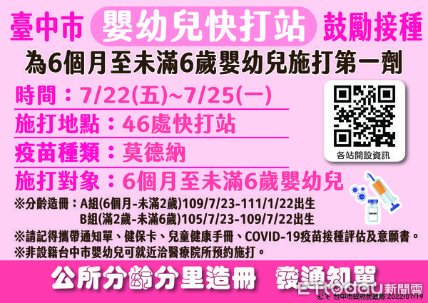 ▲台中市3.6萬劑嬰幼兒莫德納疫苗，7/22起全面開打。（圖／記者游瓊華攝）