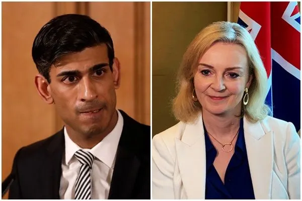 ▲▼英國前財相蘇納克（Rishi Sunak）與前外相特拉斯特拉斯（Liz Truss）爭奪保守黨黨魁。（組圖／路透）