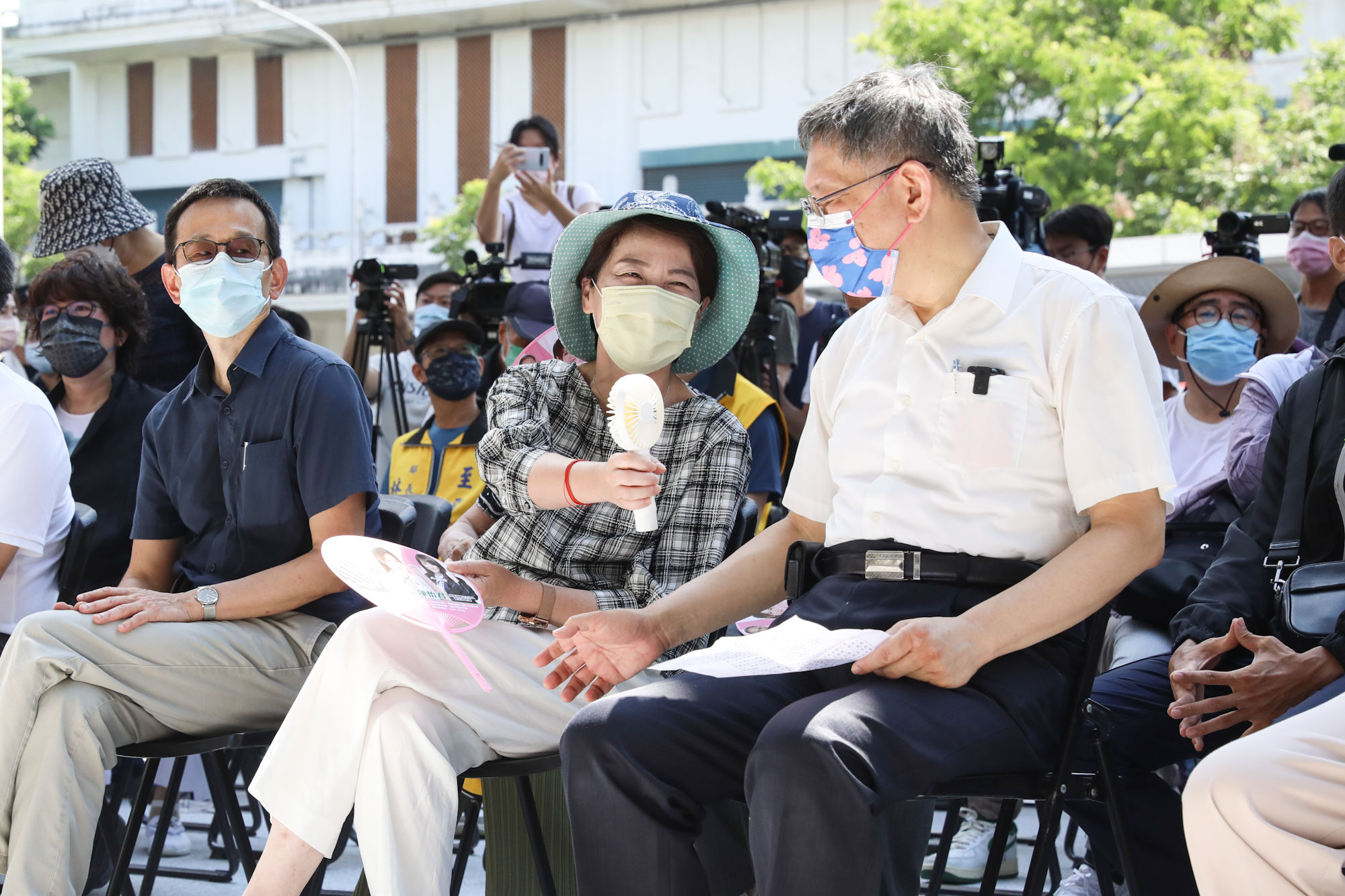 ▲台北市長柯文哲、副市長黃珊珊出席線形公園巡禮。（圖／記者林敬旻攝）