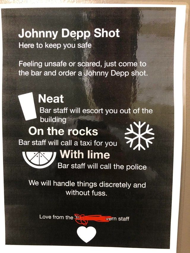 ▲▼美國酒吧推出Johnny Depp Shot，給感到不安全的男性當作求救訊號。（圖／翻攝自reddit）