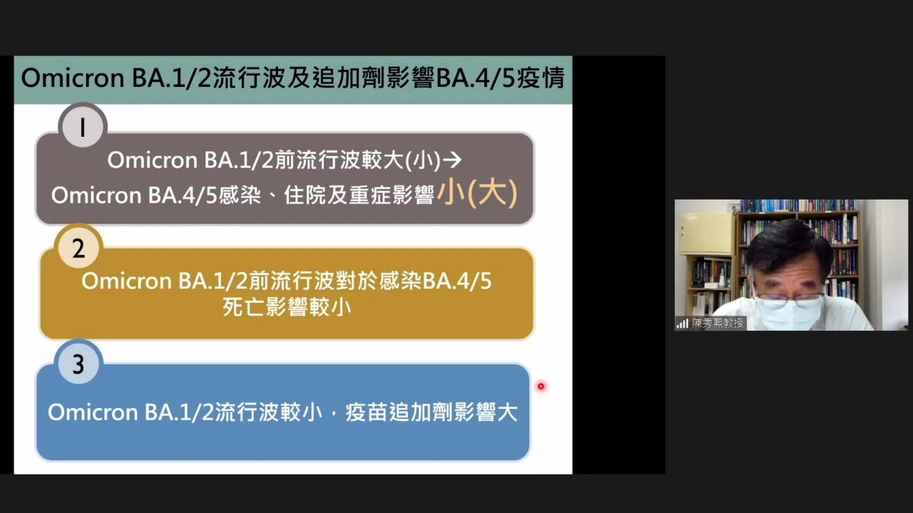 ▲▼陳秀熙預估，若BA.4、BA.5未在台灣造成大流行，9月底單日確診數有望下降。（圖／翻攝自YouYube／新冠肺炎科學防疫園地）