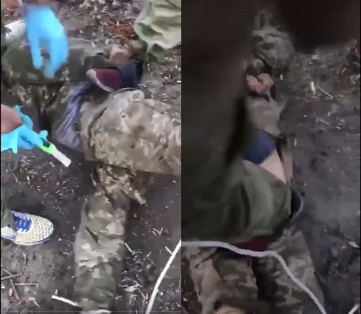 ▲▼俄軍閹割烏克蘭戰俘的變態影片，正在網路上瘋傳。（圖／翻攝自reddit）
