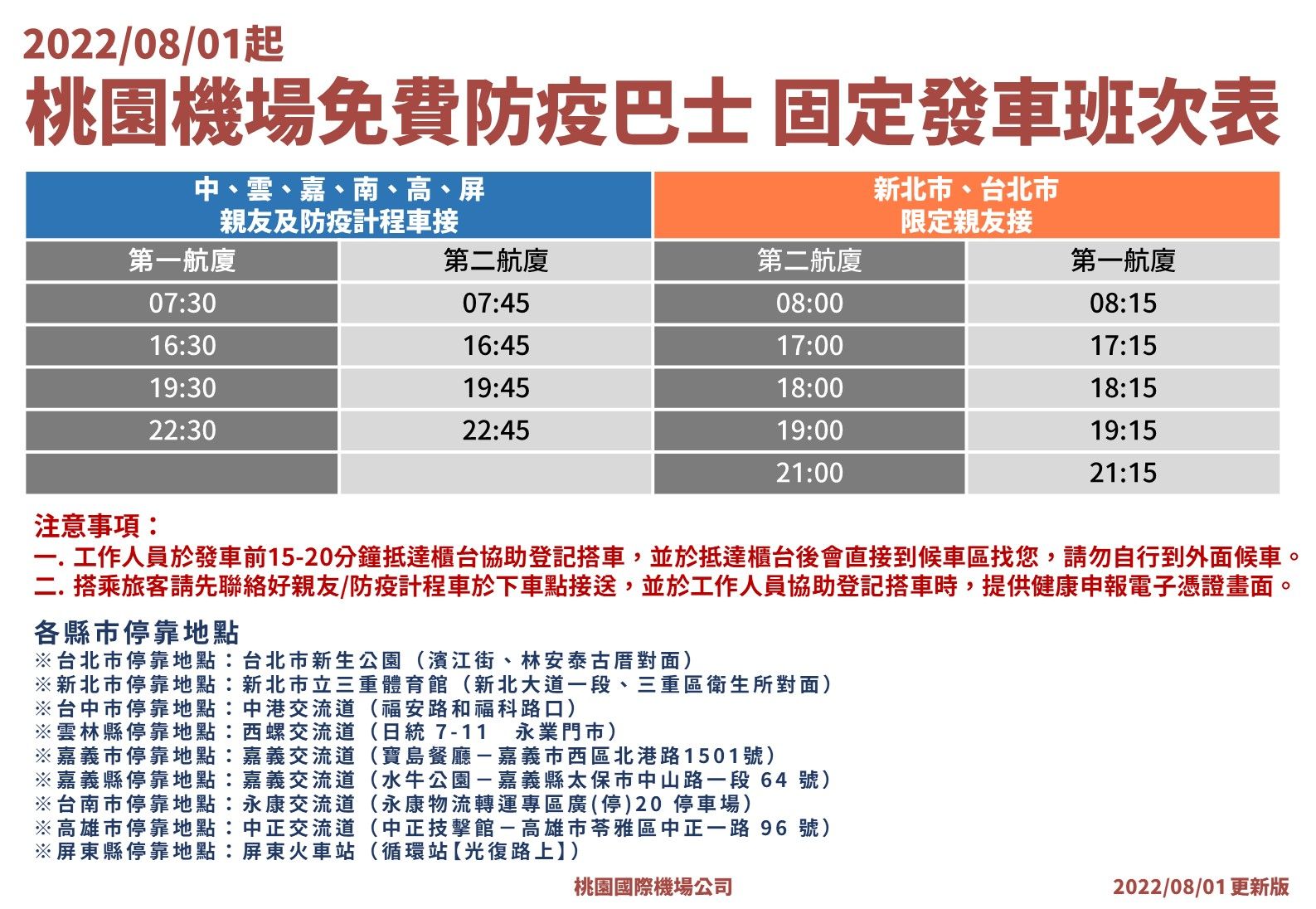 ▲▼桃機免費防疫巴士時刻表。（圖／指揮中心提供）