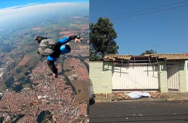 畫面曝光！2000公尺高空失衡　跳傘男落地「砸毀民宅屋頂」身亡。（圖／翻攝自YouTube）