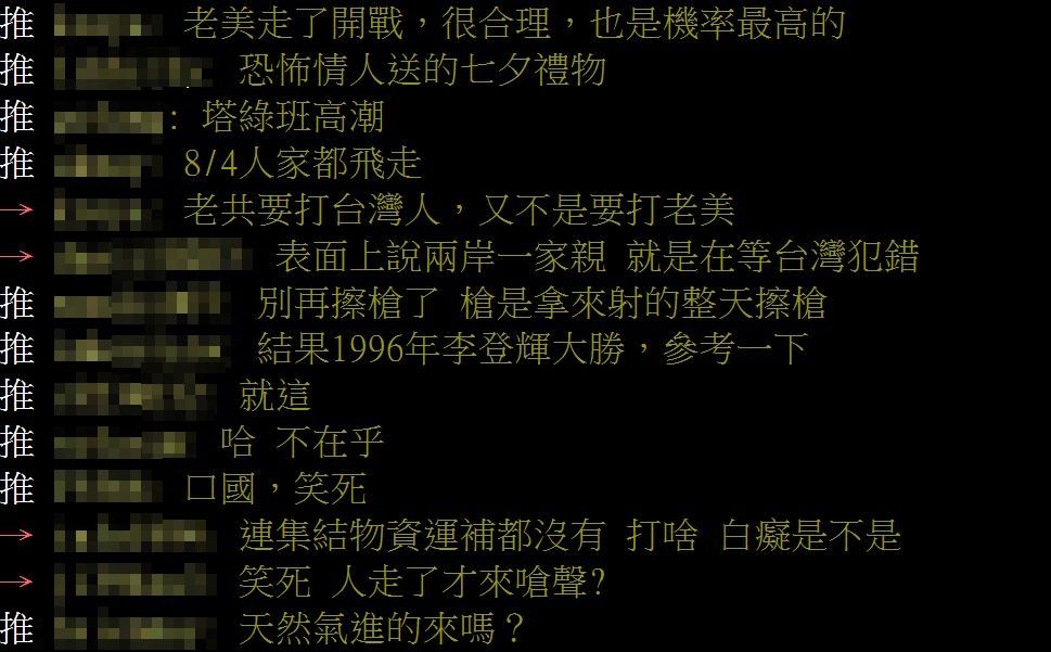 ▲▼解放軍公告4日開始　「環繞台灣」實彈演習，網友反應。（圖／翻攝自批踢踢）