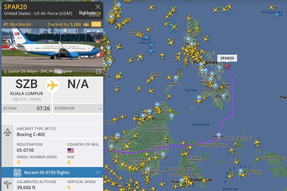 ▲▼ 美運輸機SPAR20接近台灣。（圖／flightradar24）