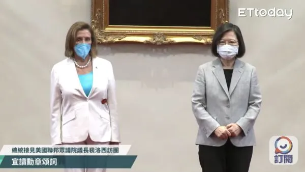 ▲▼美國眾議院議長裴洛西（Nancy Pelosi）率團來台訪問，今（3日）上午拜會總統蔡英文。（圖／翻攝自ETtoday直播畫面） 