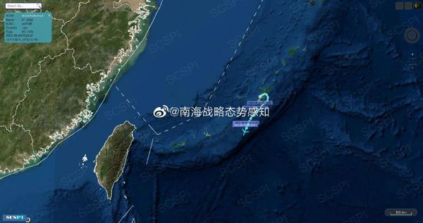 ▲美軍一架RC-135S眼鏡蛇球導彈觀測機自沖繩基地起飛。（圖／翻攝微博）