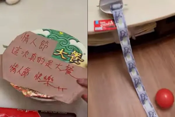 ▲▼七夕收到裝著錢的泡麵，讓網友甜喊老公是天才。（圖／翻攝自Facebook／爆廢公社）