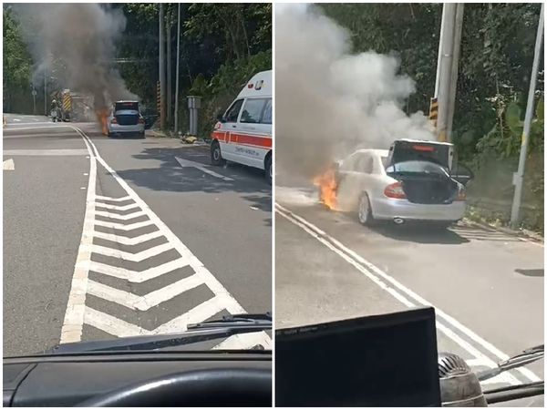 ▲▼      三峽交流道火燒車       。（圖／翻攝記者爆料網）