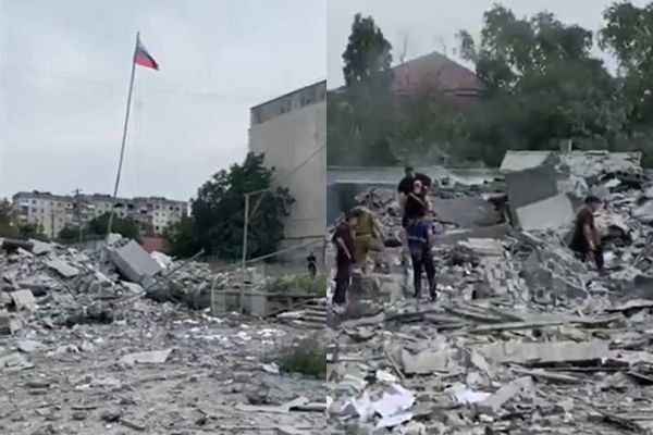▲▼俄軍自炸「總部大樓」至少100人死亡。（圖／翻攝自推特／@ZMiST_Ua）