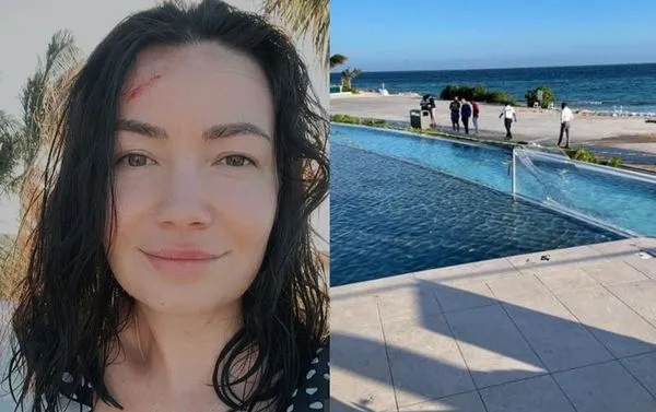 網美無邊際泳池突然崩毀　20人被沖進大海新娘「破頭爆血」重傷。（圖／翻攝自Facebook）