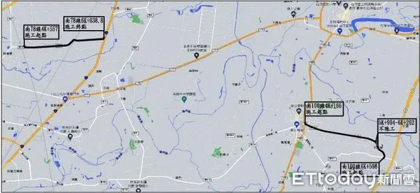 ▲南78線(高鐵橋~台1線)及南100線(市165~南99-1線)路平工程辦理改善，22日起進行道路刨鋪施工。 （圖／記者林悅翻攝）