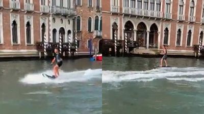 2遊客在威尼斯大運河樂玩衝浪！市長爆氣大罵「傲慢蠢貨」　出動民眾捉拿