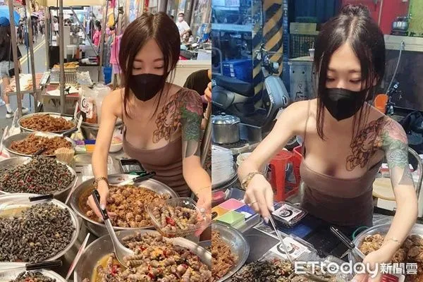 ▲燒酒螺闆娘「北半球快掉出」胸爆。（圖／邵薇授權引用）