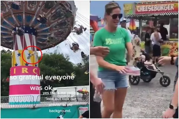 ▲▼澳洲一名7歲女童搭乘遊樂設施「飛天鞦韆」，義肢卻突然故障噴飛。（圖／翻攝TikTok@justraising_myheros）