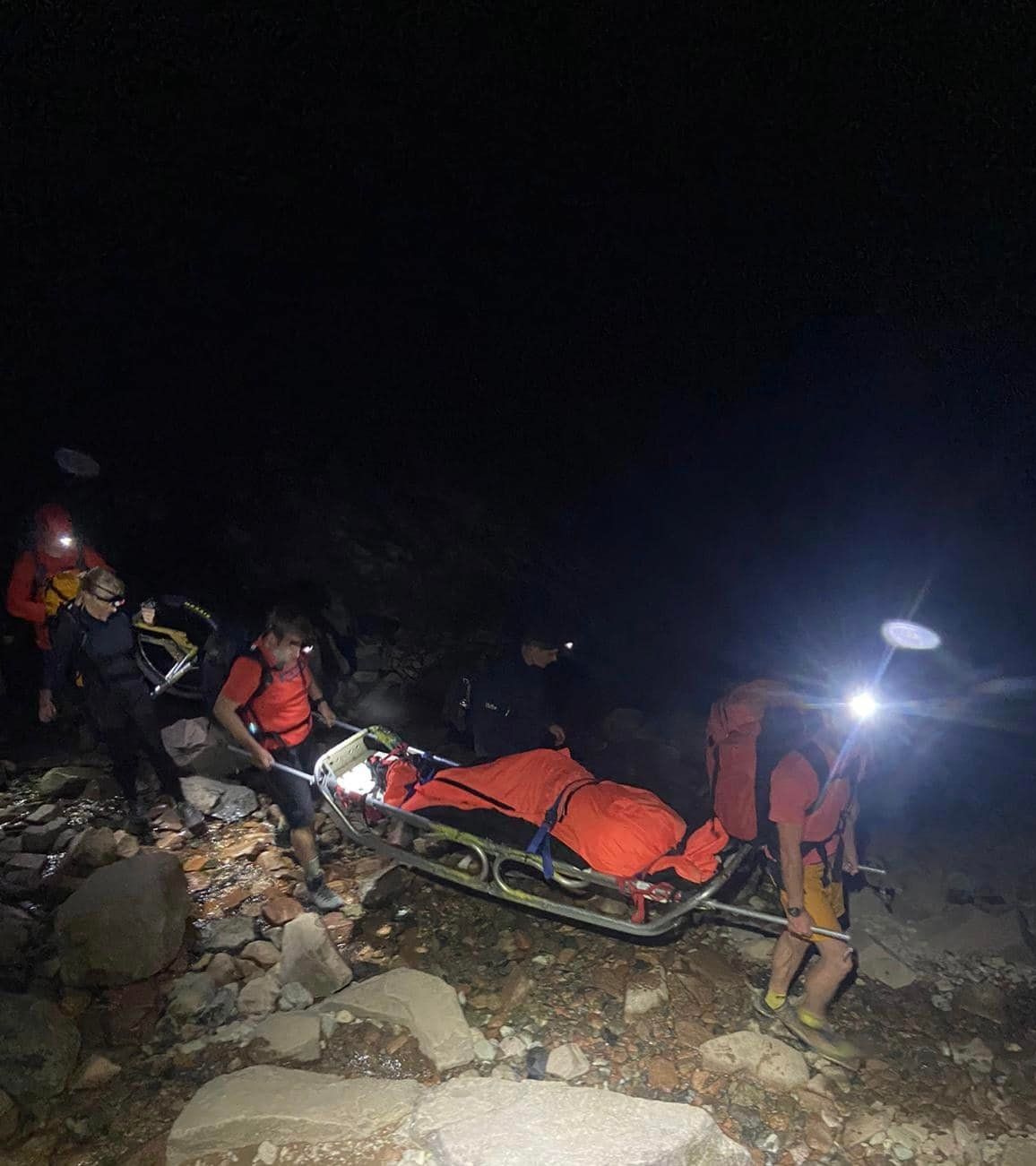 ▲▼狗狗登山體力不支被救援隊抬下山。（圖／翻攝自Facebook／Lochaber Mountain Rescue Team）