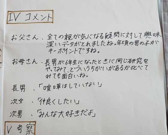 ▲▼日本一名小六女童暑假作業的自由研究題材為「為什麼兄弟姐妹會吵架」，統計分析家中100場爭吵的結果，被網友推爆。（圖／翻攝自推特）