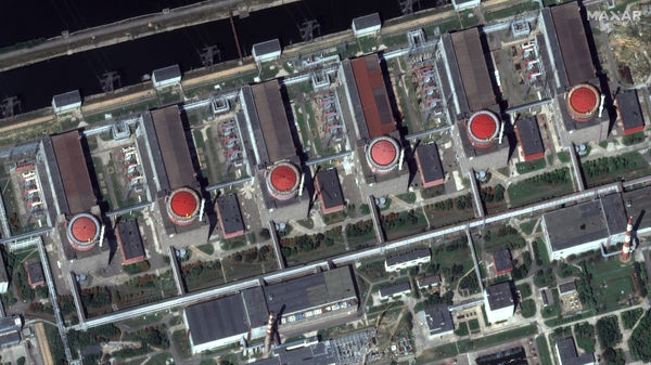▲▼ 美國衛星影像公司Maxar於2022年8月19日，拍攝俄羅斯佔領的札波羅熱核電廠（Zaporizhzhia）的6個反應堆。（圖／達志影像／美聯社）