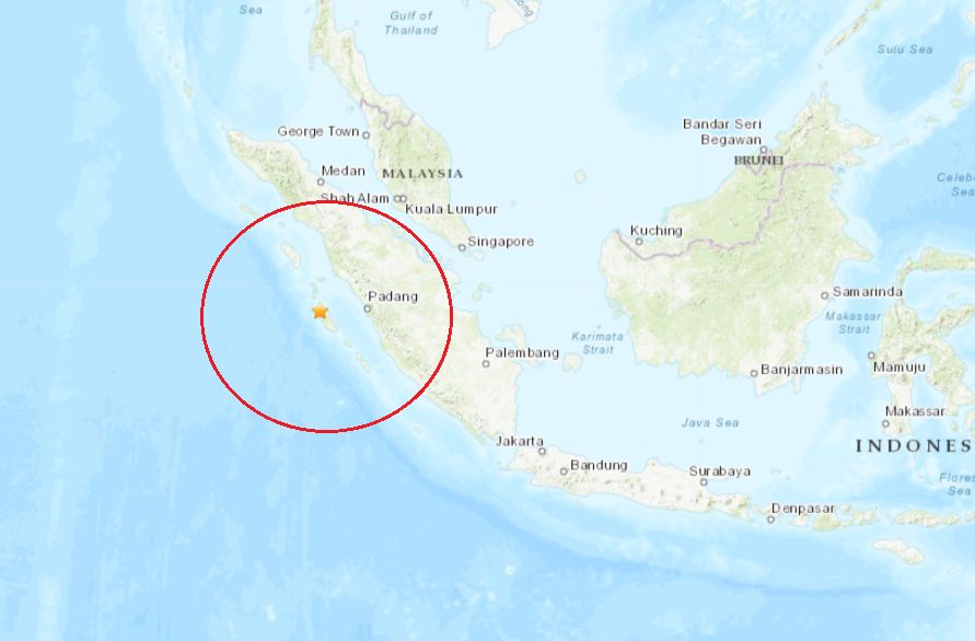 ▲▼印尼西蘇門答臘規模5.8地震。（圖／翻攝USGS）