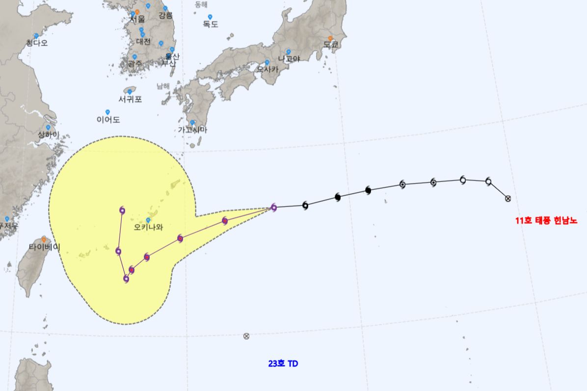▲▼ 今年第11號颱風軒嵐諾。（圖／南韓氣象廳）