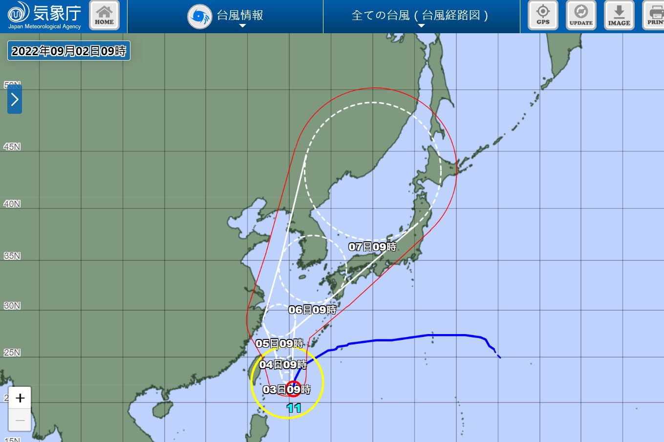 ▲▼日本氣象廳軒嵐諾預測路徑圖。（圖／翻攝自日本氣象廳）