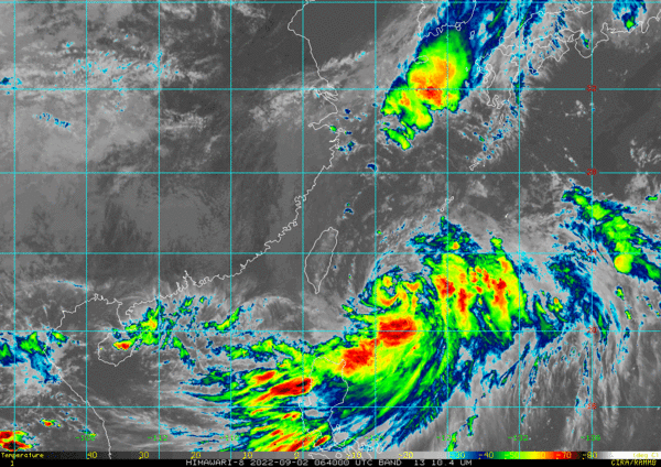 ▲▼軒嵐諾颱風9/2下午2時的位置。（圖／翻攝RAMMB/Himawari-8 Imagery） 