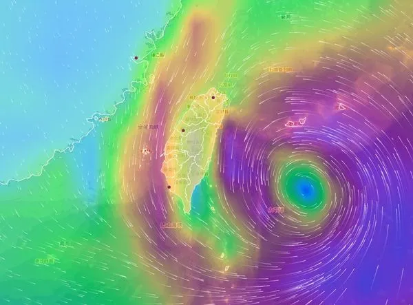 ▲▼第11號颱風警報第7報：09/03 03:00預估風場圖