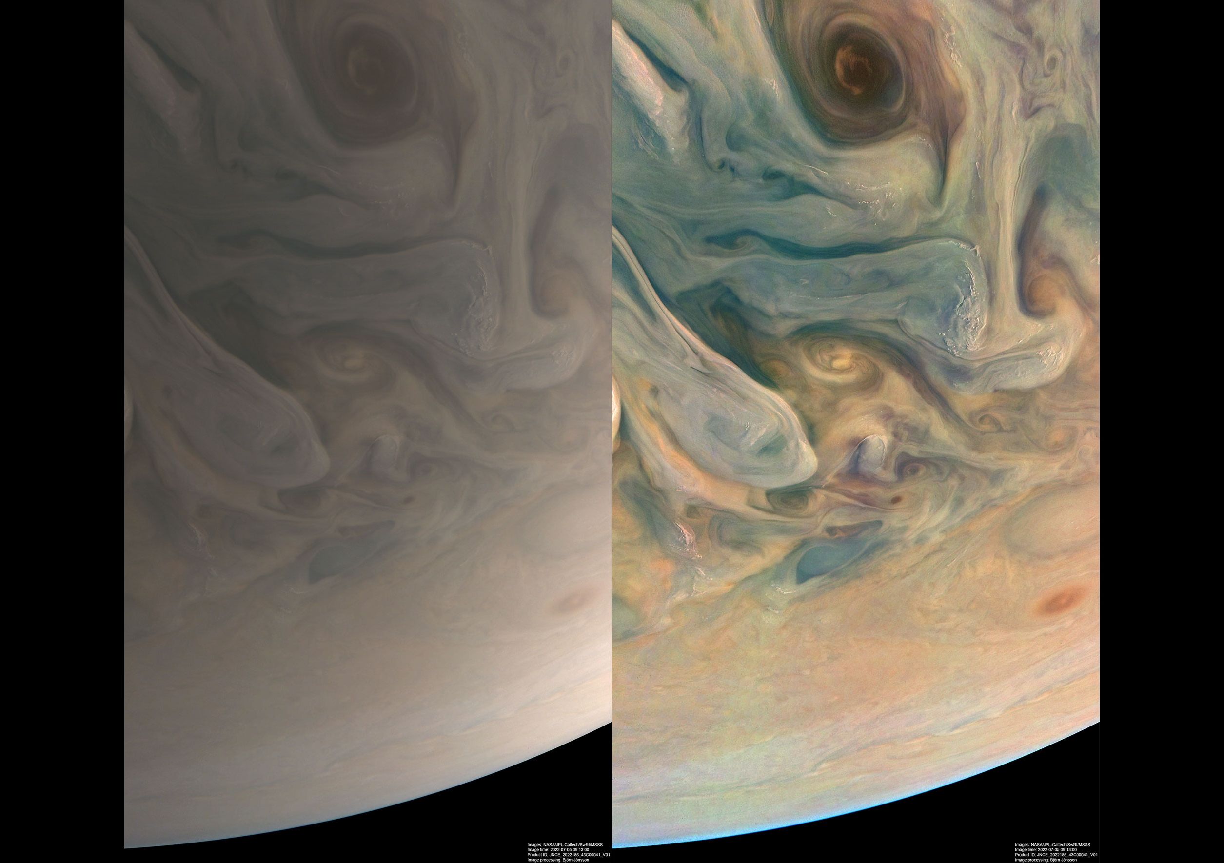 ▲▼NASA發布最新的木星影像，表面雲層經過數據處理後變成絕美照片。（圖／翻攝自NASA官網）