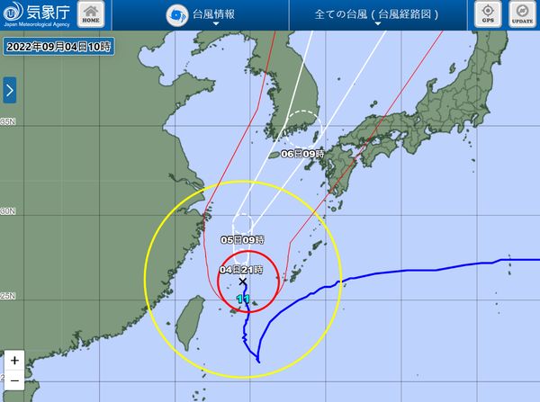 ▲▼日本氣象廳軒嵐諾颱風預測路徑圖。（圖／翻攝自日本氣象廳）