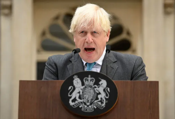 ▲▼ 英國首相強生6日發表卸任演說。（圖／路透）