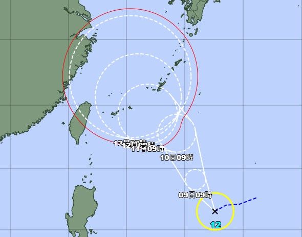 ▲▼12號颱風梅花生成。（圖／翻攝日本氣象廳）