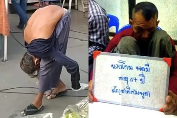 ▲▼泰國「對折乞丐」V叔被捕。（圖／翻攝自Facebook／กัน จอมพลัง）