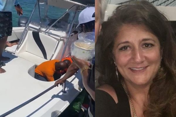 在兒女面前被鯊魚攻擊　女遊客被拖上郵輪發現「左半身咬爛」慘死。（圖／翻攝自Twitter）