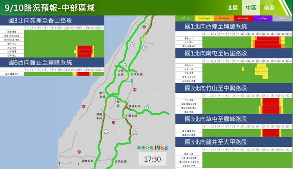 ▲▼中秋連假第二天(9/10)，國道將有14處易塞路段。（圖／高公局）