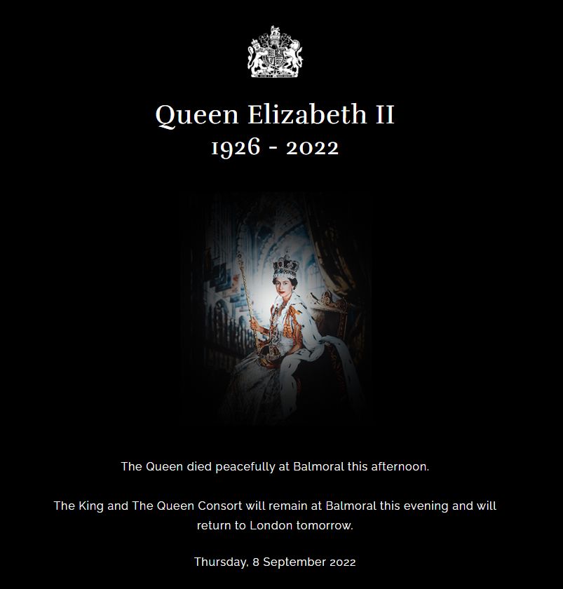 ▲▼英國女王伊莉莎白二世（Elizabeth II）駕崩。（圖／翻攝白金漢宮官網）
