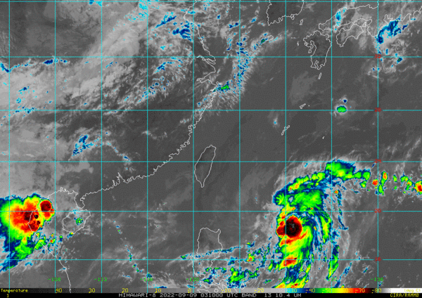 ▲▼梅花颱風9/9下午最新位置。（圖／翻攝RAMMB/Himawari-8 Imagery） 