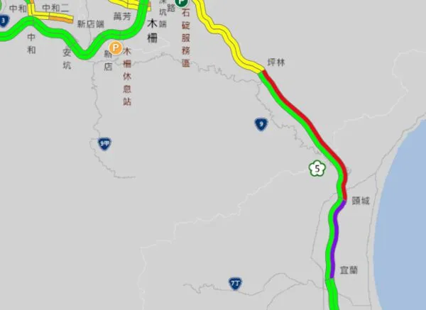 ▲▼國5北上路段一早就出現紫爆，時速僅10多公里。（圖／高公局）